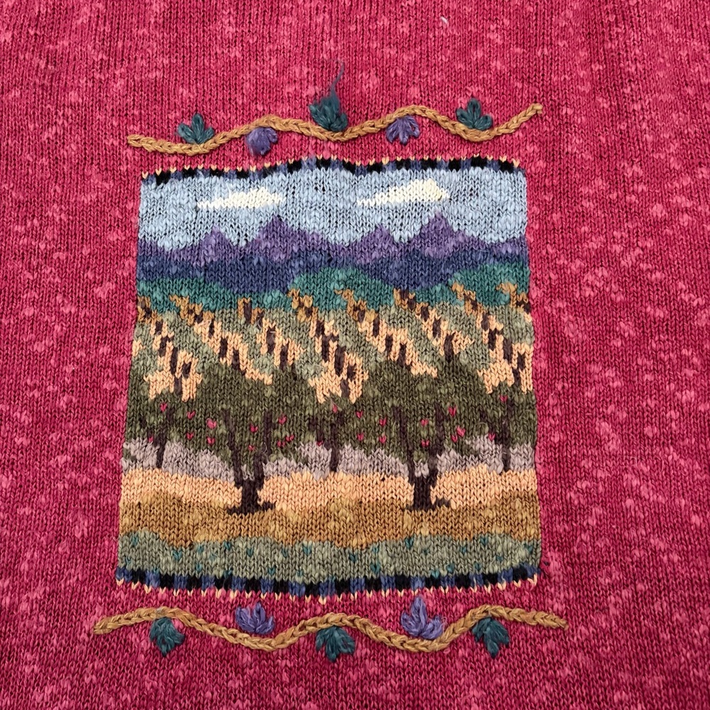 Icelandic Designs Cardigan Sweater Embroidered Cottagecore Linen Cotton XL - Picture 4 of 9